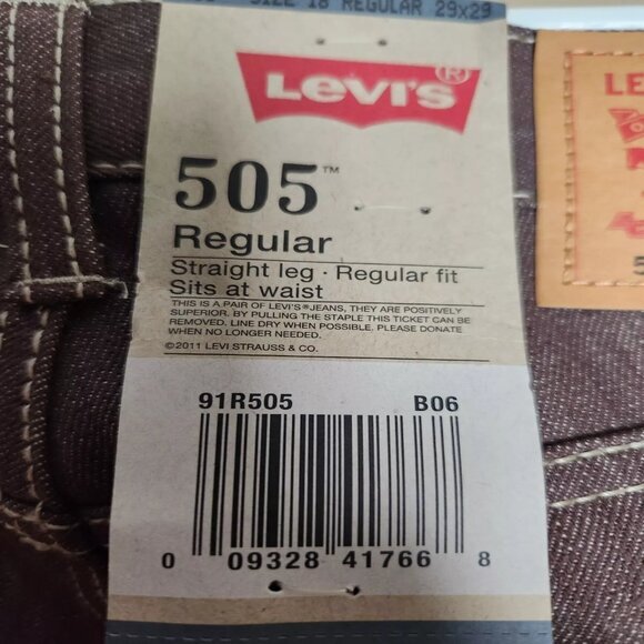 Levis 505 NWT Women‎ 18 Regular Fit 29x29 Burnt Red Embroidered Denim Jeans - Picture 3 of 7